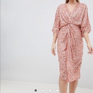 ASOS Blush Sequin Kimono Dress